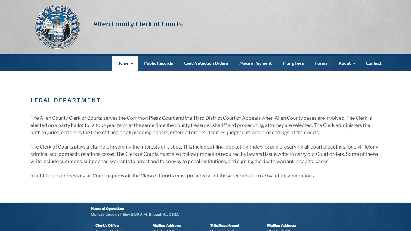 Legal Department – Allen County Clerk of Courts